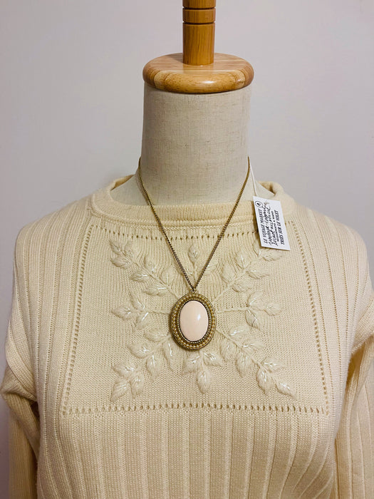 Vintage Gold Pearl Border Locket Necklace