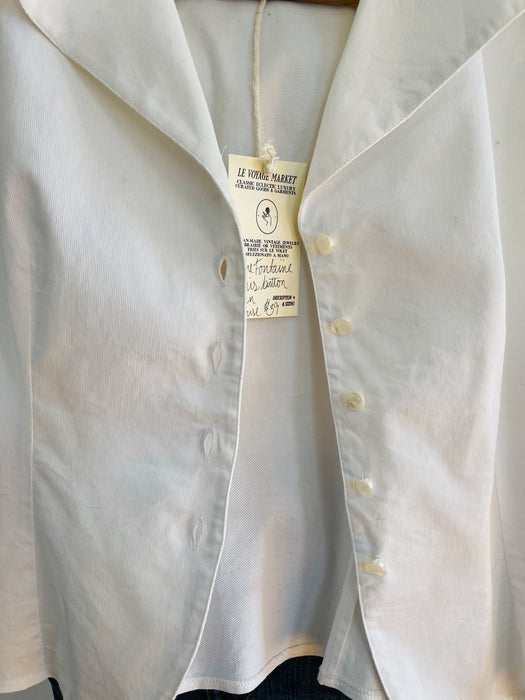 Anne Fontaine Paris Button-Down White Blouse, Vintage-Inspired