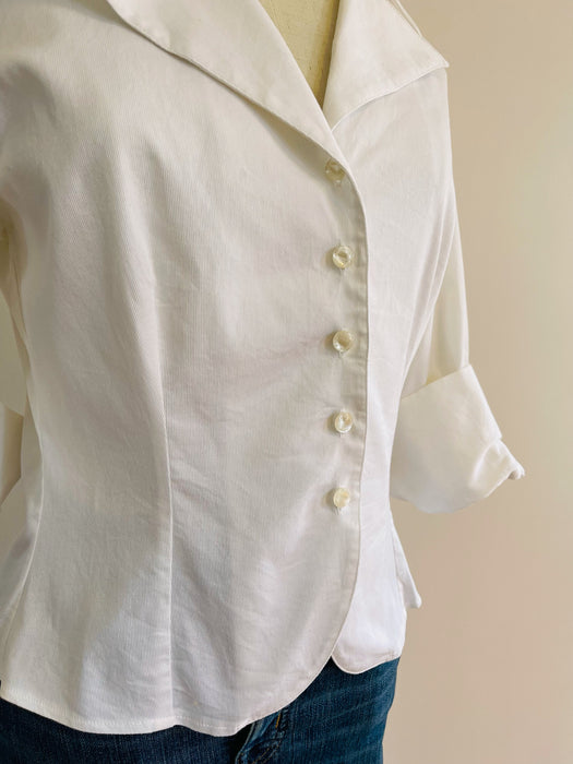 Anne Fontaine Paris Button-Down White Blouse, Vintage-Inspired